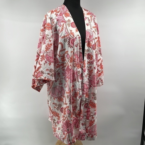 Roller Rabbit Amanda Kimono floral paisley robe cover up 100% cotton one size - Picture 8 of 10